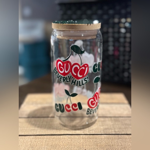 Gucci Red and Green Glass cup - Picture 1 of 4